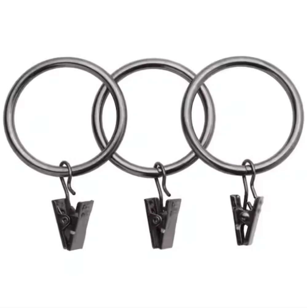 NWT Home Decorators Collection, 20 Gunmetal Quality Steel Curtain Rings & Clips